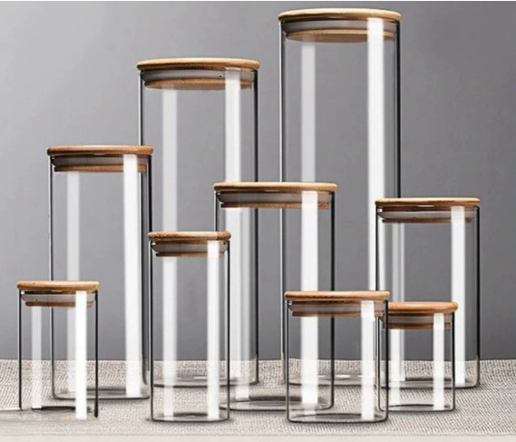 Wooden lid high borosilicate storage