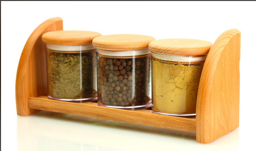 Storage jar with wooden stand